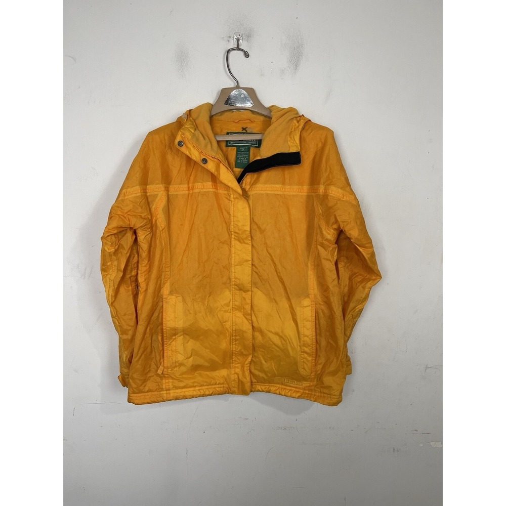 LL Bean Womens Jacket Medium Yellow Gorpcore Hiking Outdoor Fleece Lined Vintage - Picture 1 of 12